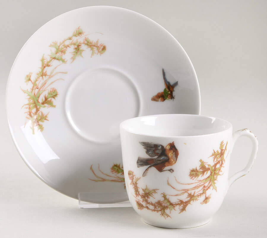 Meadow Visitors (Smooth, No Trim) Flat Cup & Saucer Set by Haviland-1