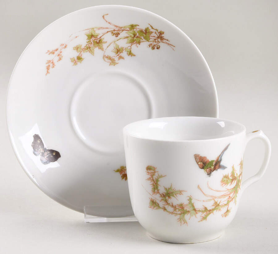 Meadow Visitors (Smooth, No Trim) Flat Cup & Saucer Set by Haviland-1