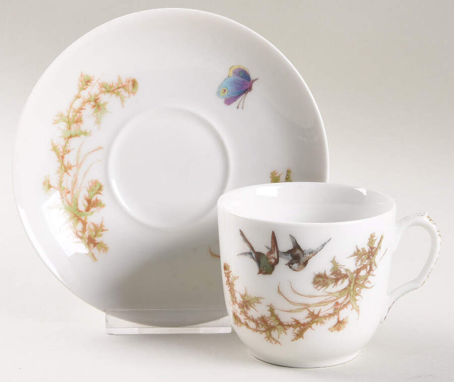 Meadow Visitors (Smooth, No Trim) Flat Cup & Saucer Set by Haviland-1
