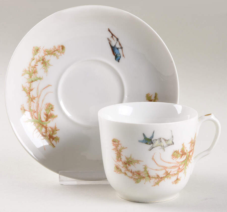 Meadow Visitors (Smooth, No Trim) Flat Cup & Saucer Set by Haviland-1