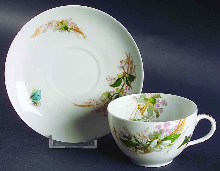 Meadow Visitors (Smooth, No Trim) Flat Cup & Saucer Set by Haviland-1