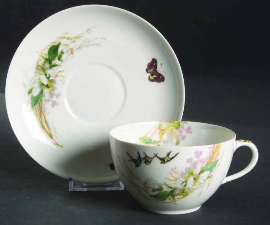 Meadow Visitors (Smooth, No Trim) Oversized Cup & Saucer Set by Haviland-1