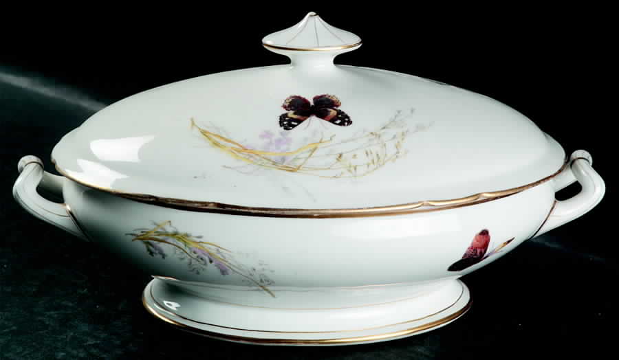 Meadow Visitors (Blank 4, Gold Trim) Oval Covered Vegetable by Haviland-1
