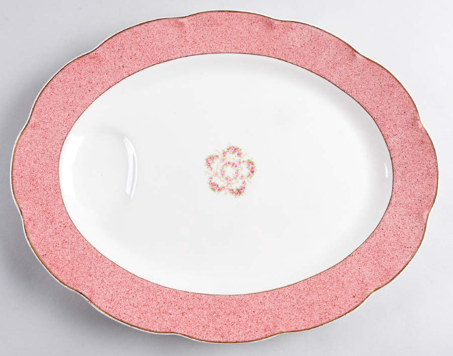 Mezzatint Red Pink 14" Oval Serving Platter by Haviland-1
