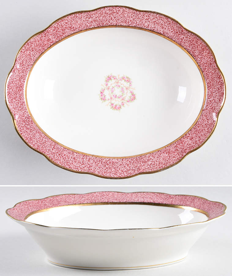 Mezzatint Red Pink 9" Oval Vegetable Bowl by Haviland-1
