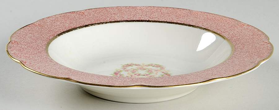 Mezzatint Red Pink Rim Soup Bowl by Haviland-1