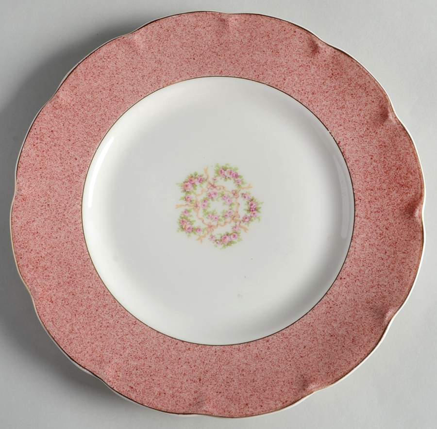 Mezzatint Red Pink Luncheon Plate by Haviland-1