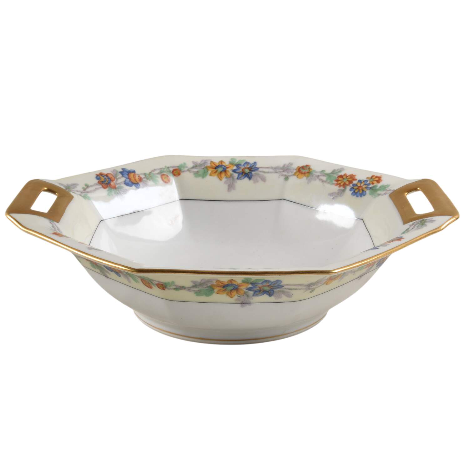 Miami Cream 10" Octagonal Vegetable Bowl by Haviland-1