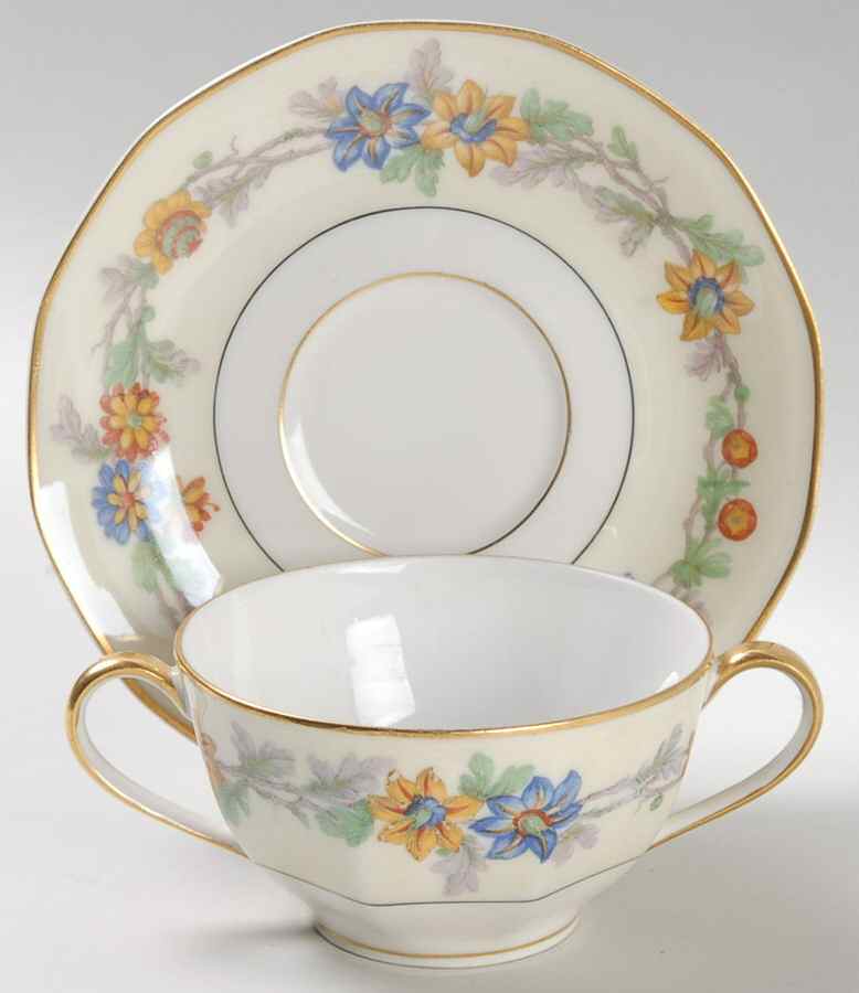 Miami Cream Flat Bouillon Cup & Saucer by Haviland-1