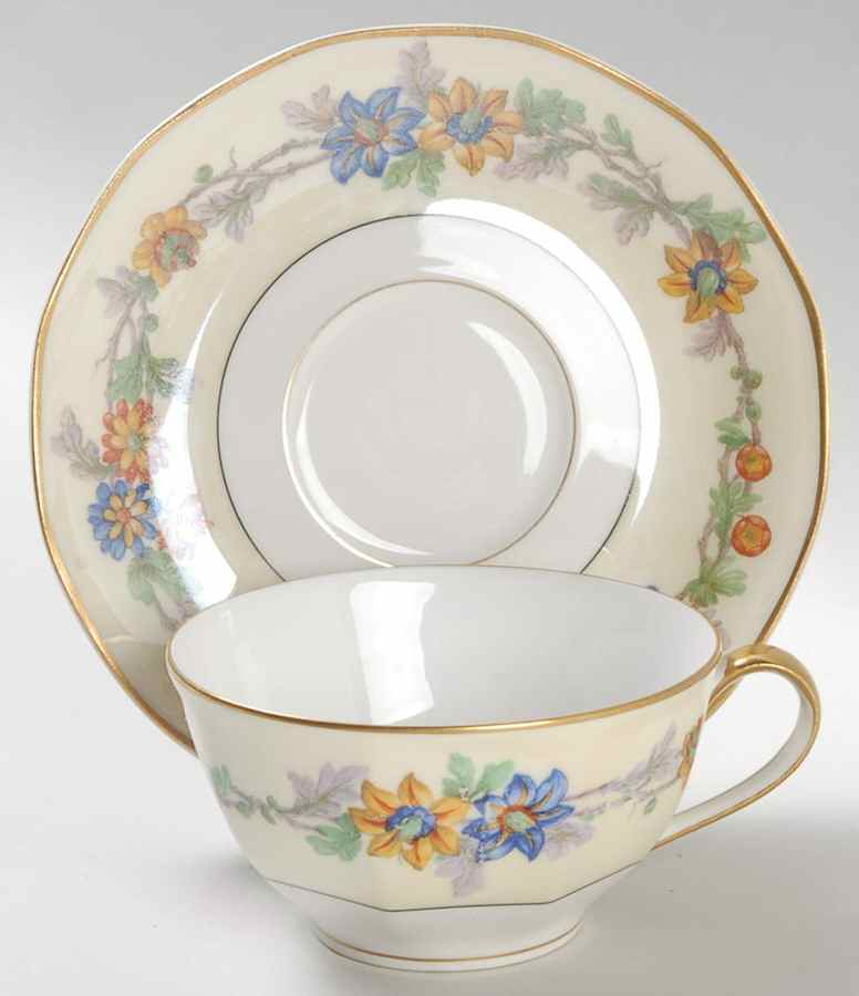 Miami Cream Flat Cup & Saucer Set by Haviland-1