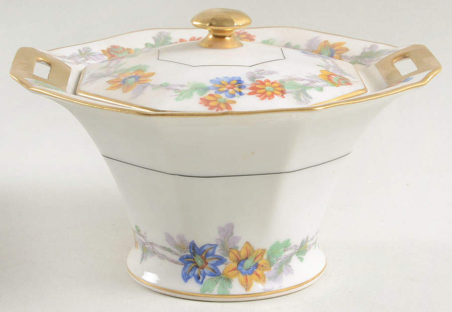 Miami White Sugar Bowl & Lid by Haviland-1