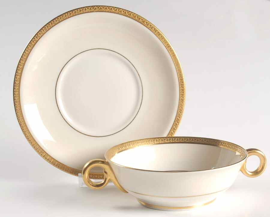 Milford Footed Cream Soup Bowl & Saucer Set by Haviland-1