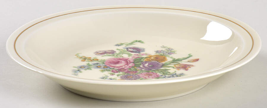 Miramar (Floral Center, Gold Band) Large Rim Soup Bowl by Haviland-1