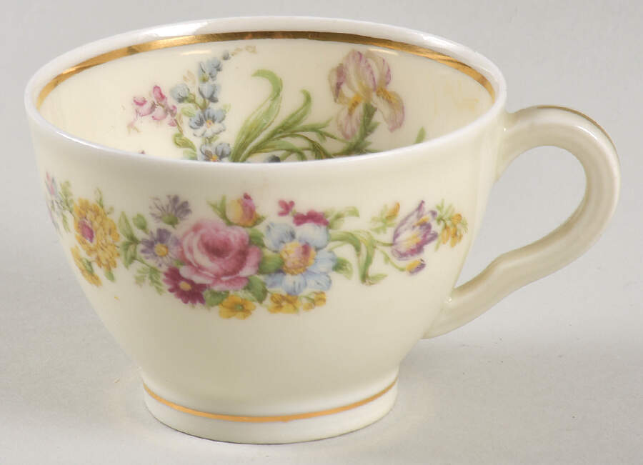 Miramar (Floral Center, Gold Band) Footed Demitasse Cup by Haviland-1