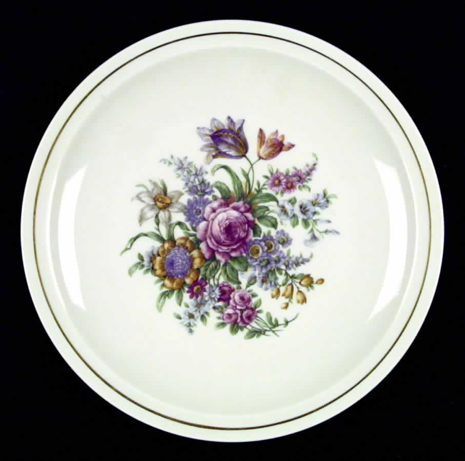 Miramar (Floral Center, Gold Band) Dinner Plate by Haviland-1