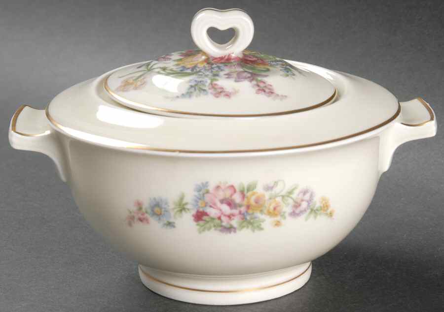 Miramar (Floral Center, Gold Band) Sugar Bowl & Lid by Haviland-1