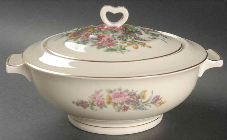 Miramar (Floral Center, Gold Band) Round Covered Vegetable by Haviland-1