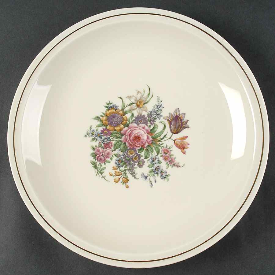Miramar (Floral Center, Gold Band) 12" Chop Plate (Round Platter) by Haviland-1