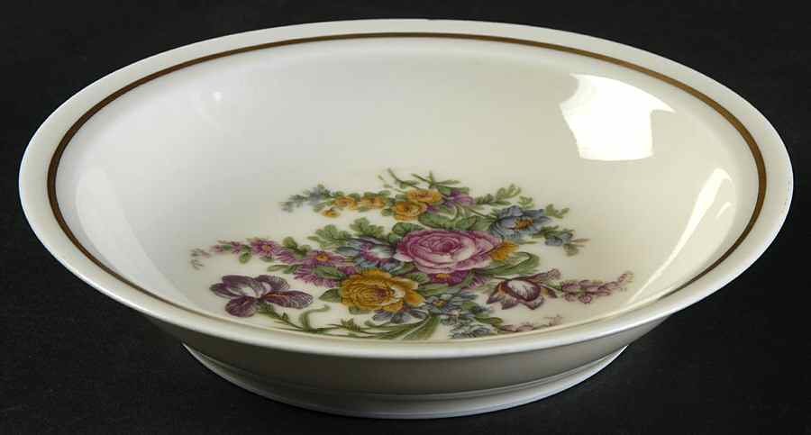 Miramar (Floral Center, Gold Band) Rim Fruit/Dessert (Sauce) Bowl by Haviland-1