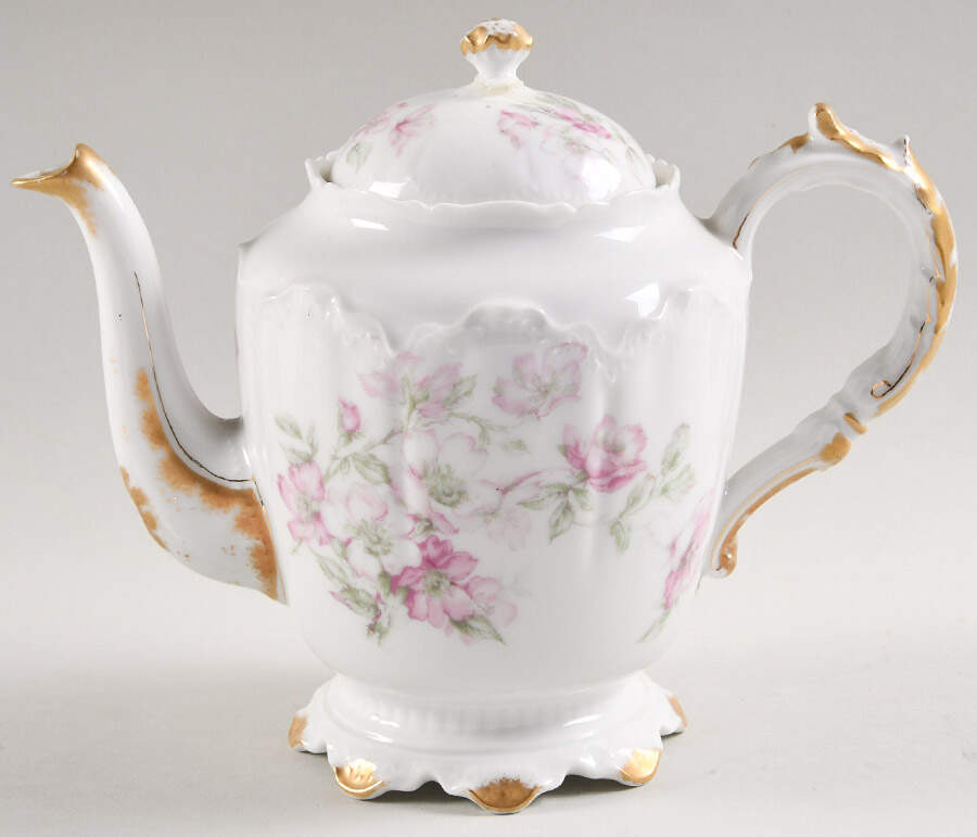 The Miramar (White with Pink Flowers) Teapot & Lid by Haviland-1