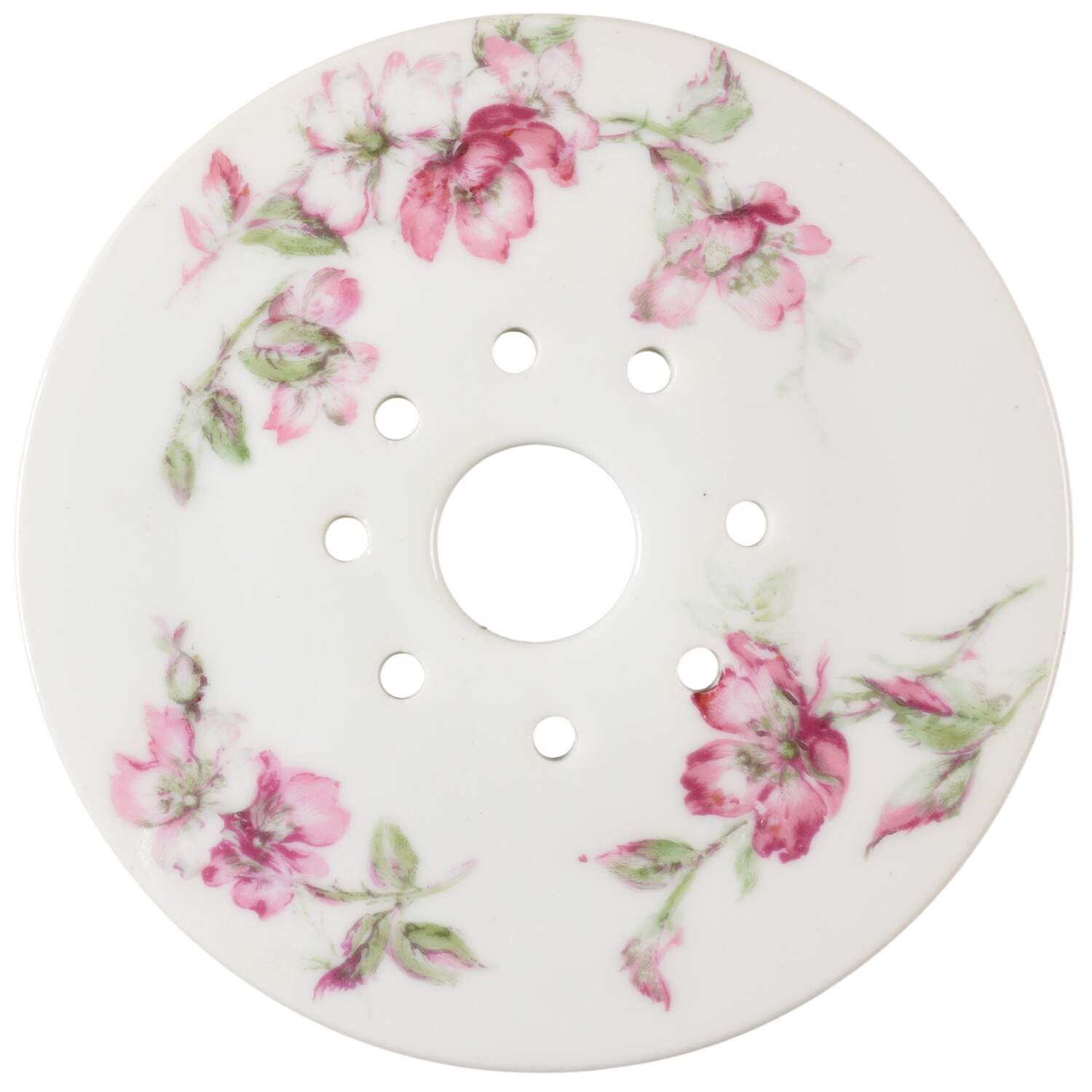 The Miramar (White with Pink Flowers) Strainer for Round Butter by Haviland-1