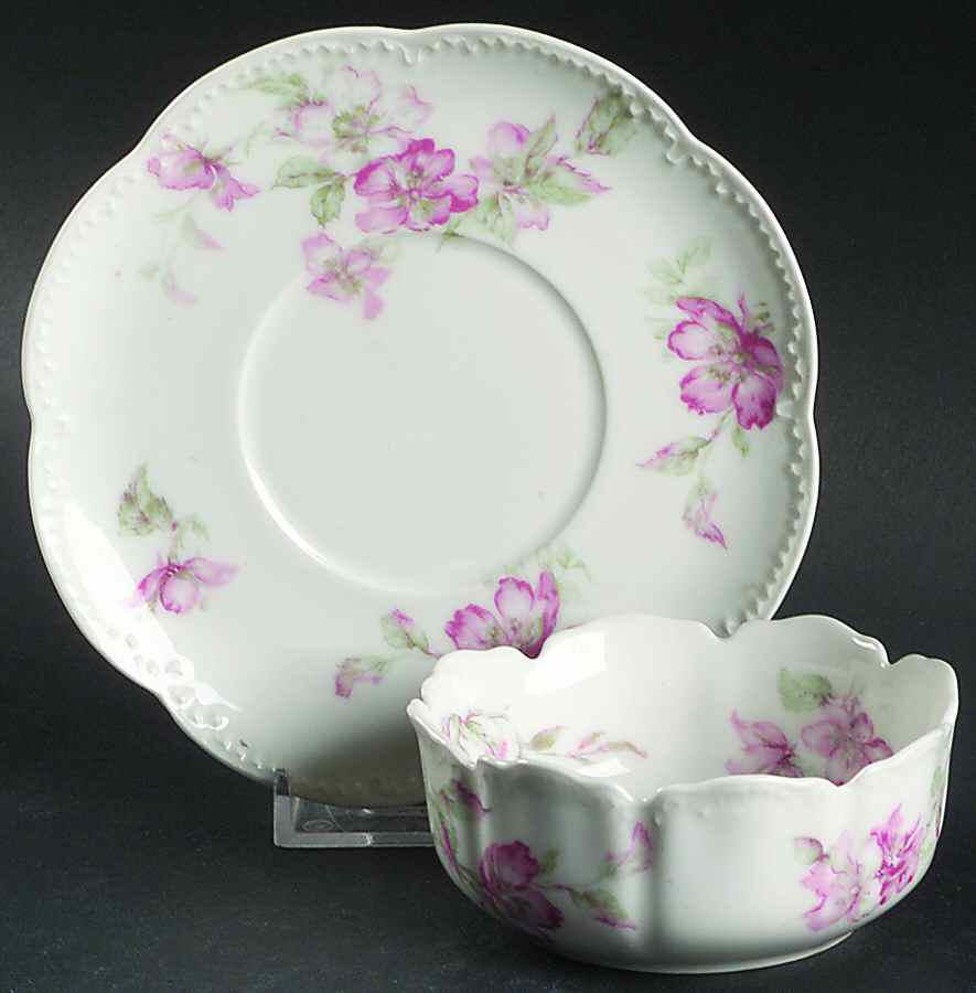The Miramar (White with Pink Flowers) Ramekin & Saucer Set by Haviland-1