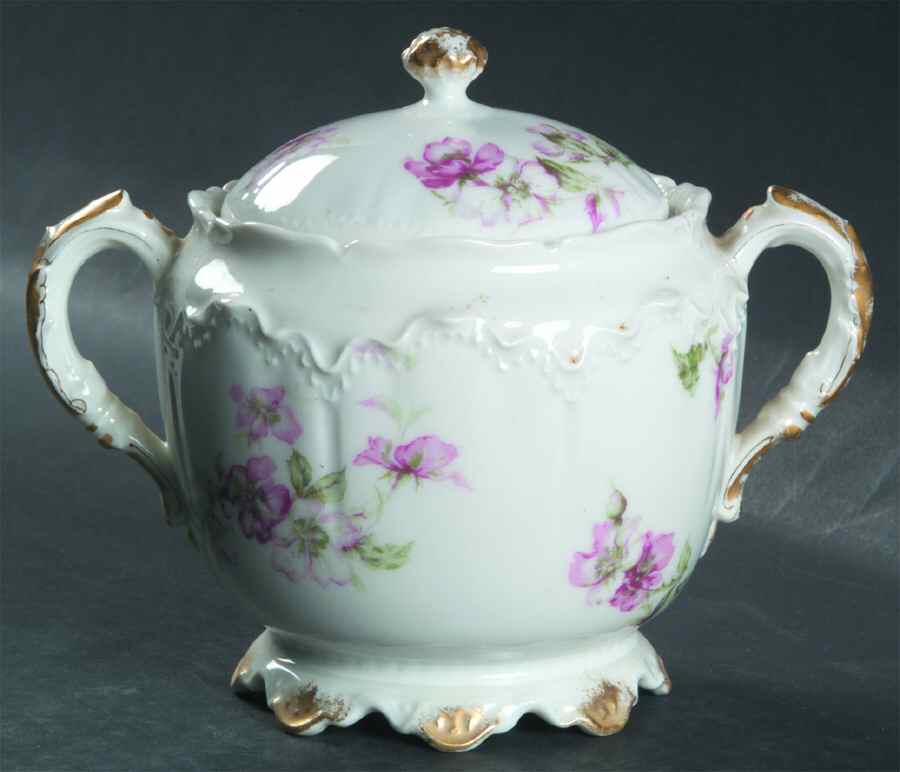 The Miramar (White with Pink Flowers) Sugar Bowl & Lid by Haviland-1