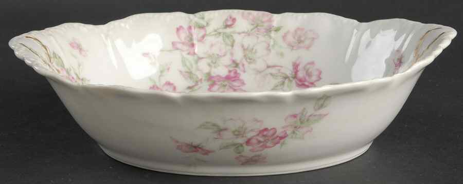 The Miramar (White with Pink Flowers) 9" Oval Vegetable Bowl by Haviland-1