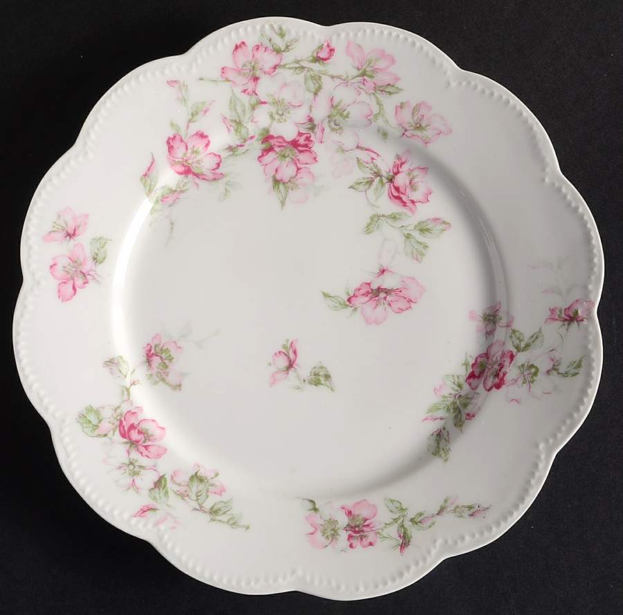 The Miramar (White with Pink Flowers) Luncheon Plate by Haviland-1