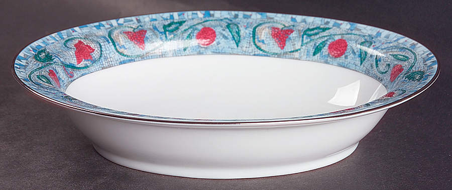 Mosaique and Fruit Fruit Mosaique (Platinum Trim) 9" Oval Vegetable Bowl by Haviland-1