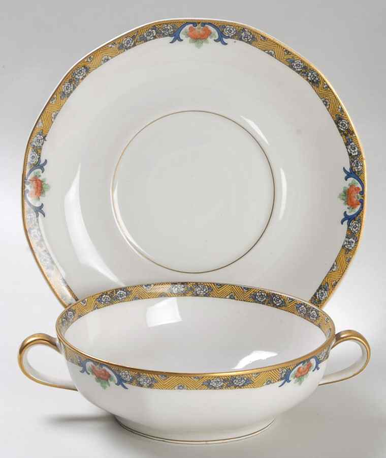Mogul Flat Cream Soup Bowl & Saucer Set by Haviland-1
