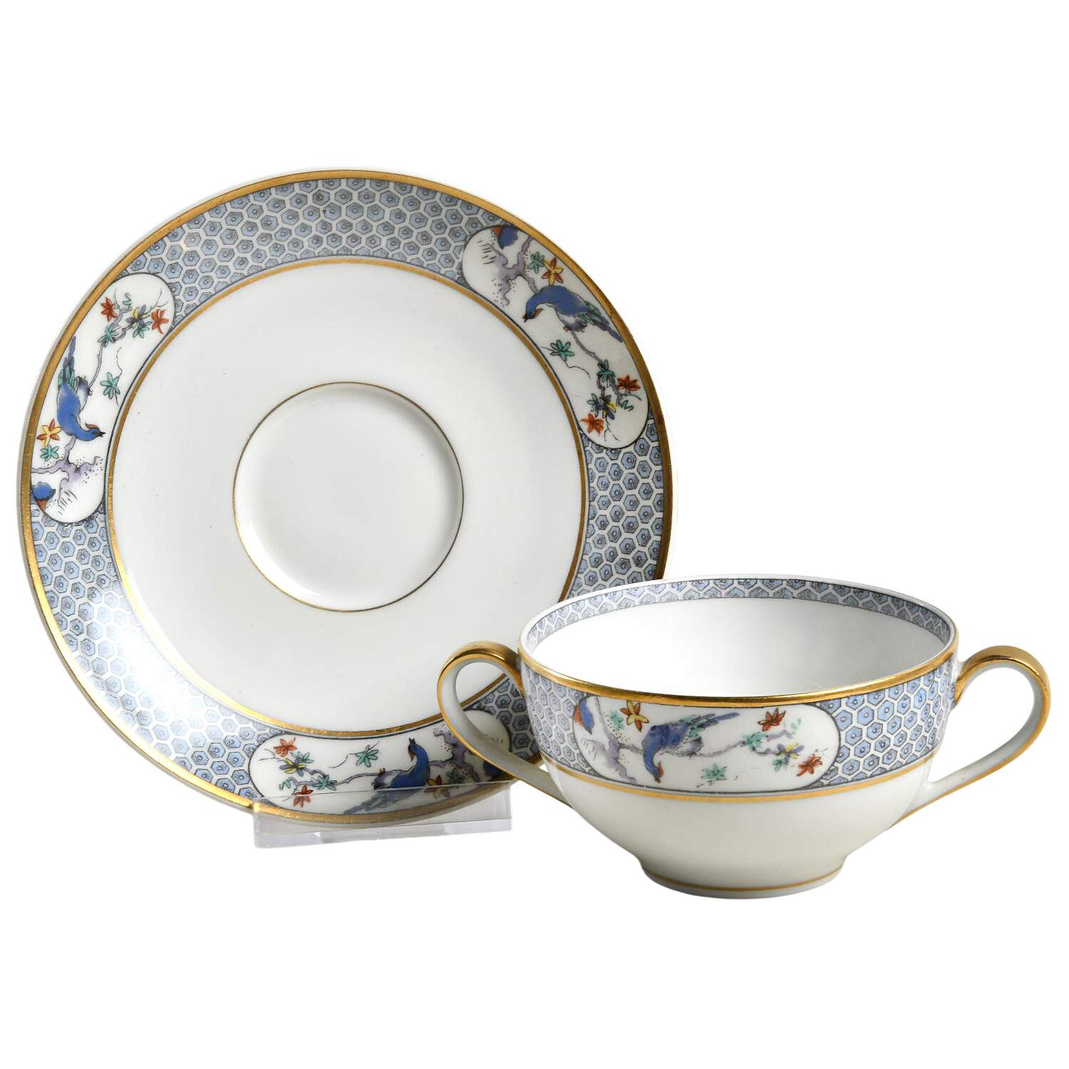 Montmery (Birds) Flat Bouillon Cup & Saucer by Haviland-1