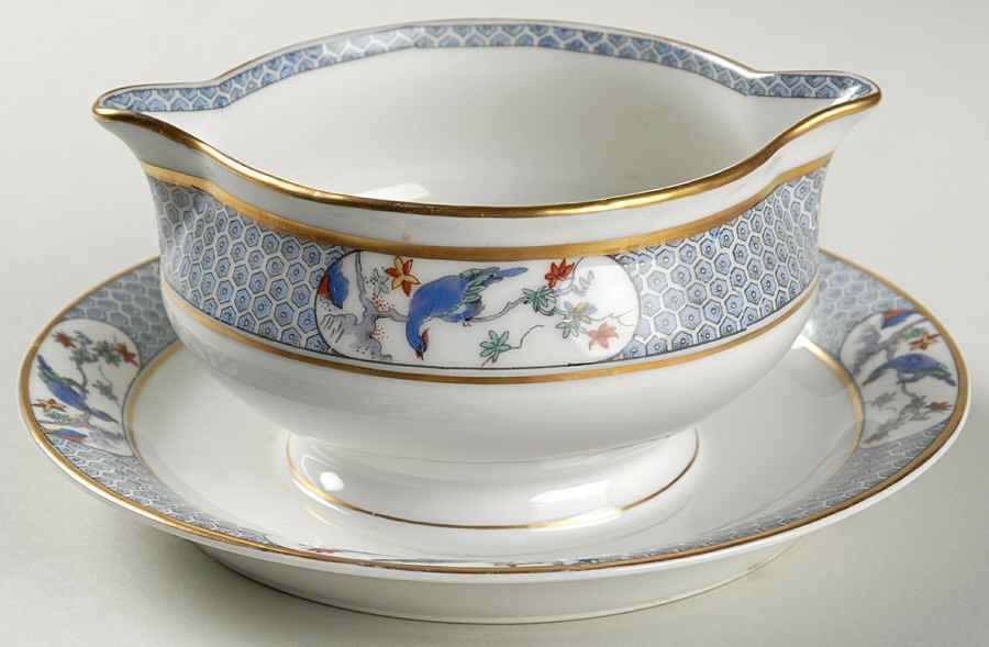 Montmery (Birds) Gravy Boat with Attached Underplate by Haviland-1