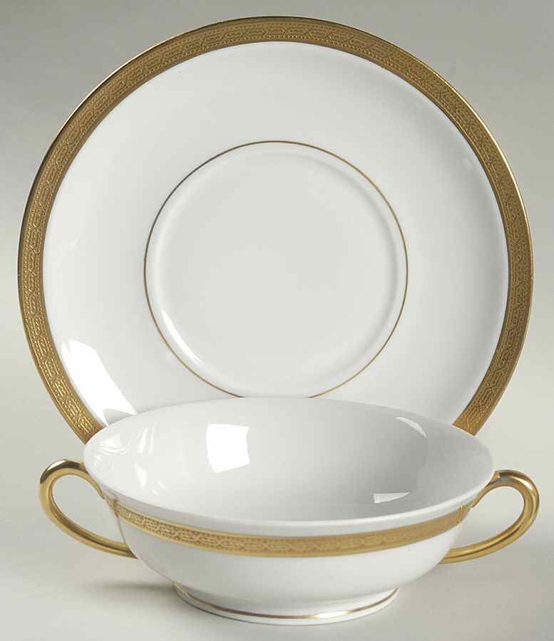 Monceau Footed Cream Soup Bowl & Saucer Set by Haviland-1
