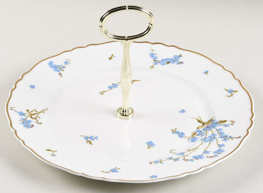 Montmery (Forget Me Nots) Round Serving Plate with Center Handle (Dp) Hc by Haviland-1