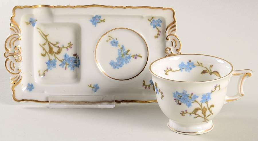 Montmery (Forget Me Nots) Demitasse Cup and Ashtray Set by Haviland-1