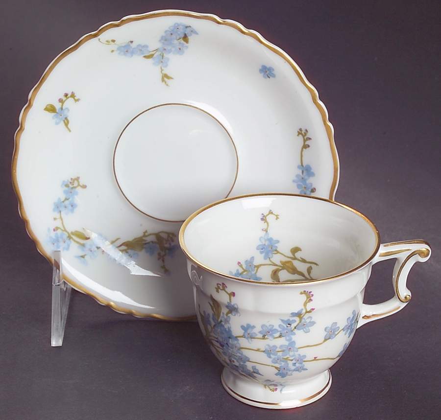 Montmery (Forget Me Nots) Footed Demitasse Cup & Saucer Set by Haviland-1