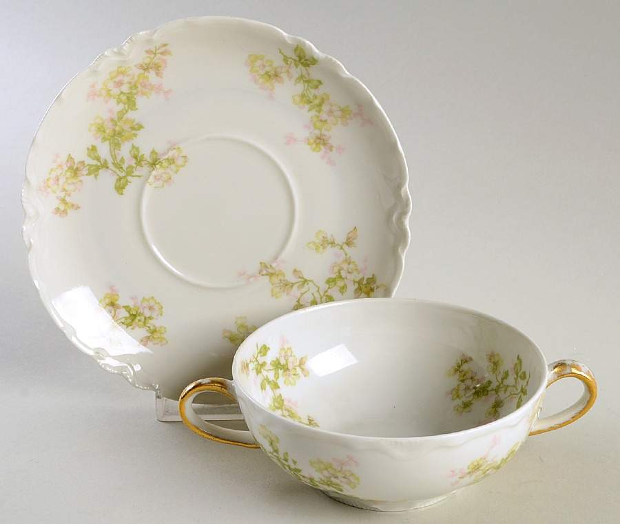 Montebello Flat Cream Soup Bowl & Saucer Set by Haviland-1