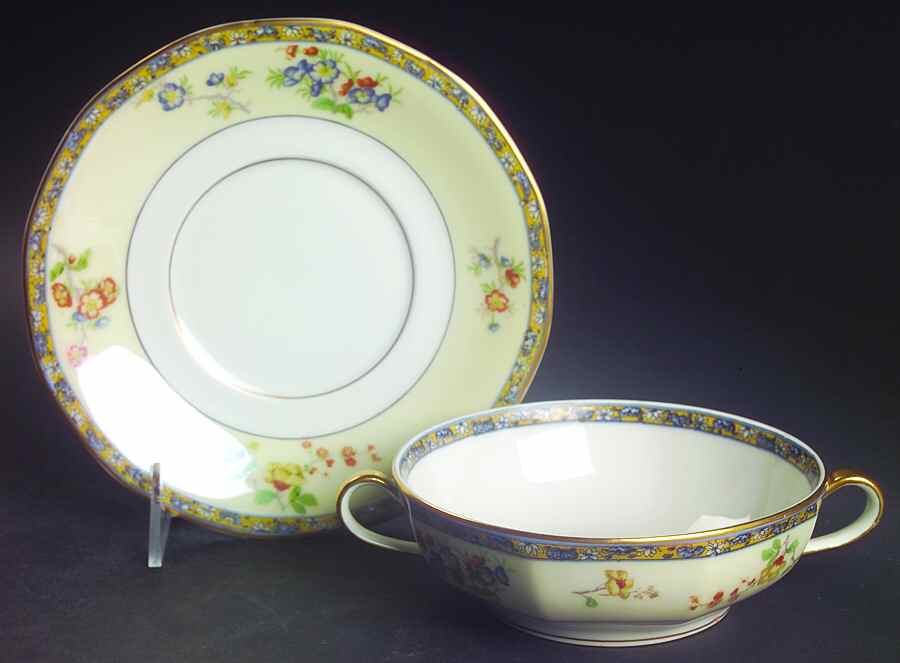 Montreux Flat Cream Soup Bowl & Saucer Set by Haviland-1