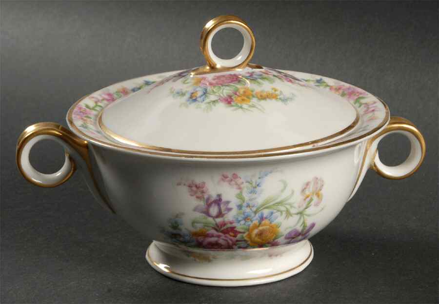Montrose (White Background) Sugar Bowl & Lid by Haviland-1