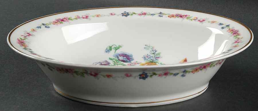 Montrose (White Background) 9" Oval Vegetable Bowl by Haviland-1