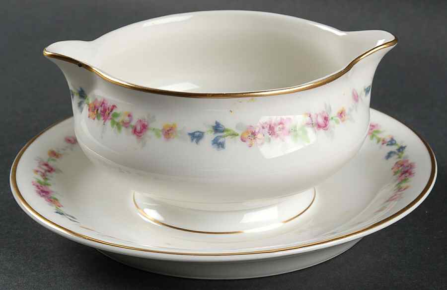 Montrose (White Background) Gravy Boat with Attached Underplate by Haviland-1