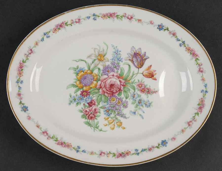 Montrose (White Background) 11" Oval Serving Platter by Haviland-1