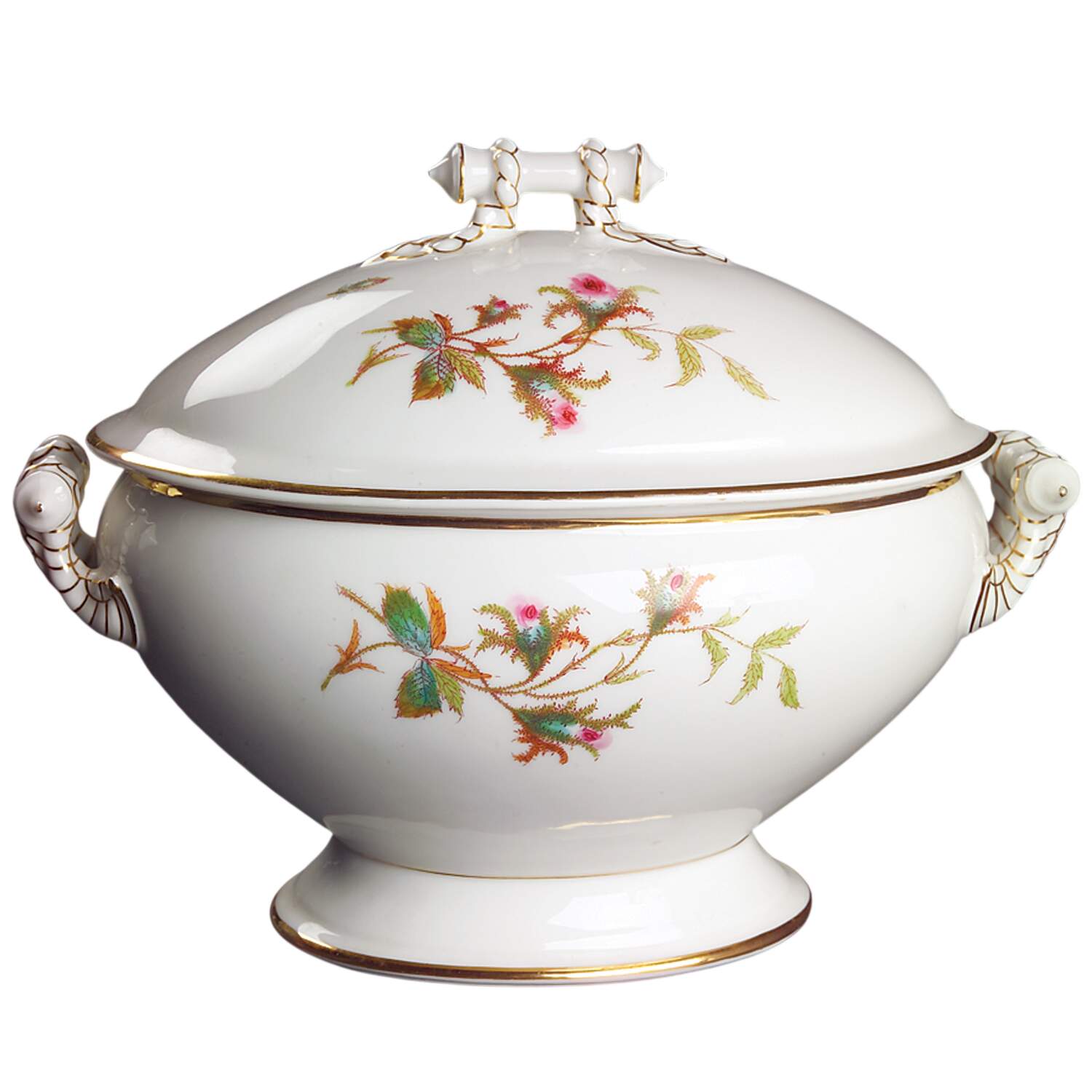 Moss Rose (Thick Gold Trim) Tureen &  Lid by Haviland-1