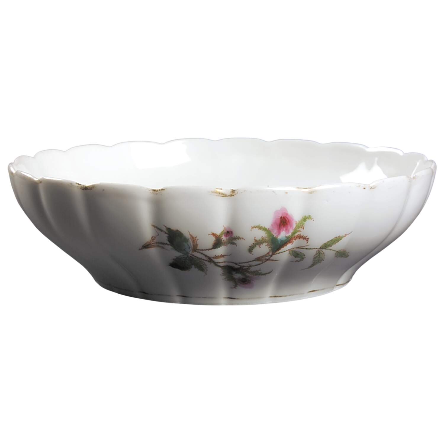 Moss Rose (Thick Gold Trim) 10" Large Fruit Bowl by Haviland-1