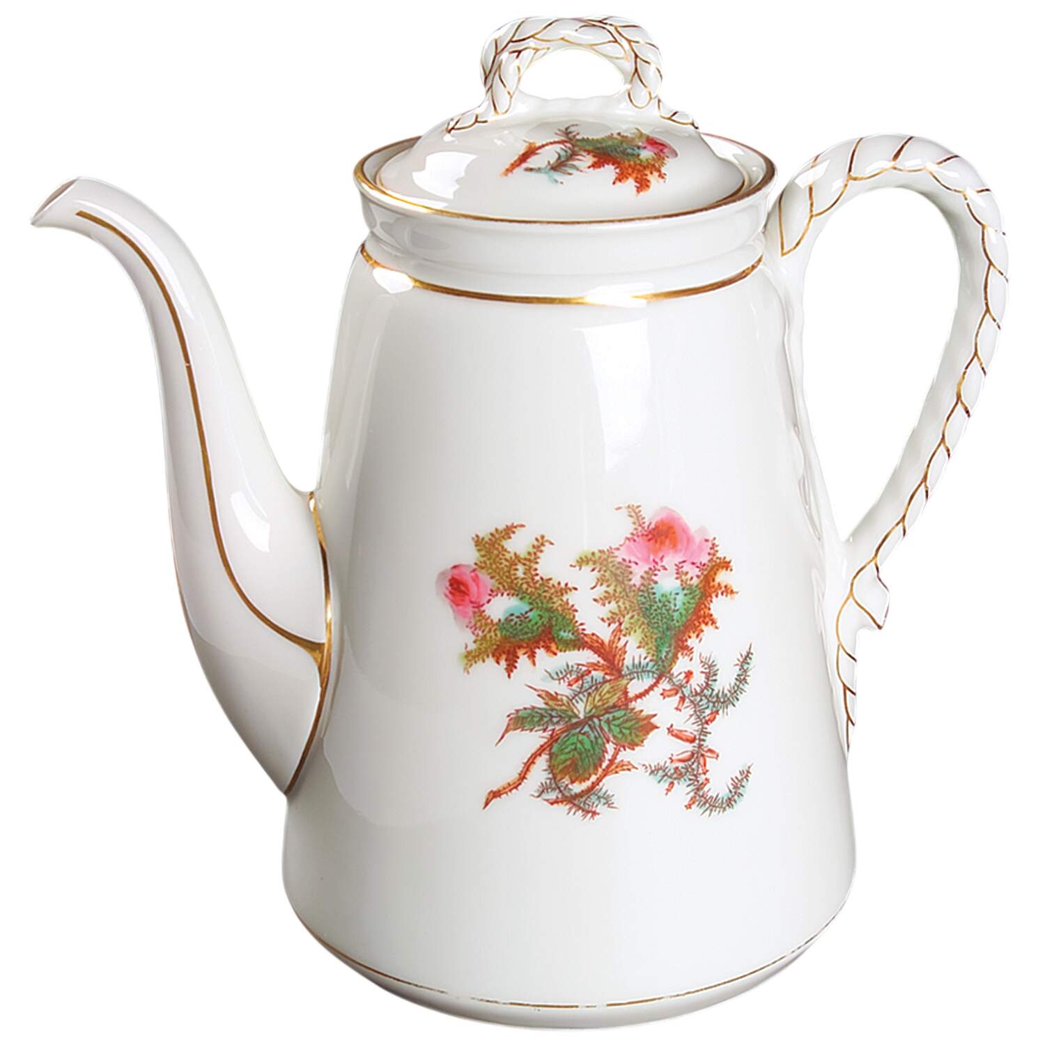 Moss Rose (Thick Gold Trim) Coffee Pot & Lid by Haviland-1