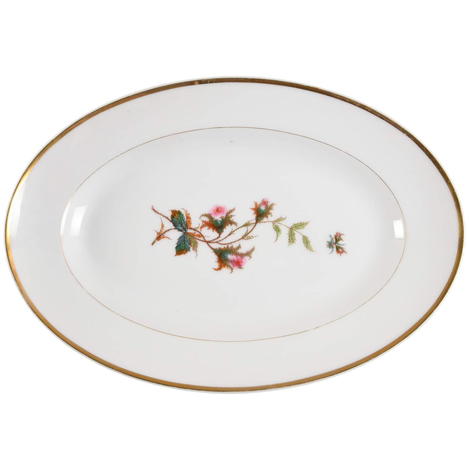Moss Rose (Thick Gold Trim) 15" Oval Serving Platter by Haviland-1