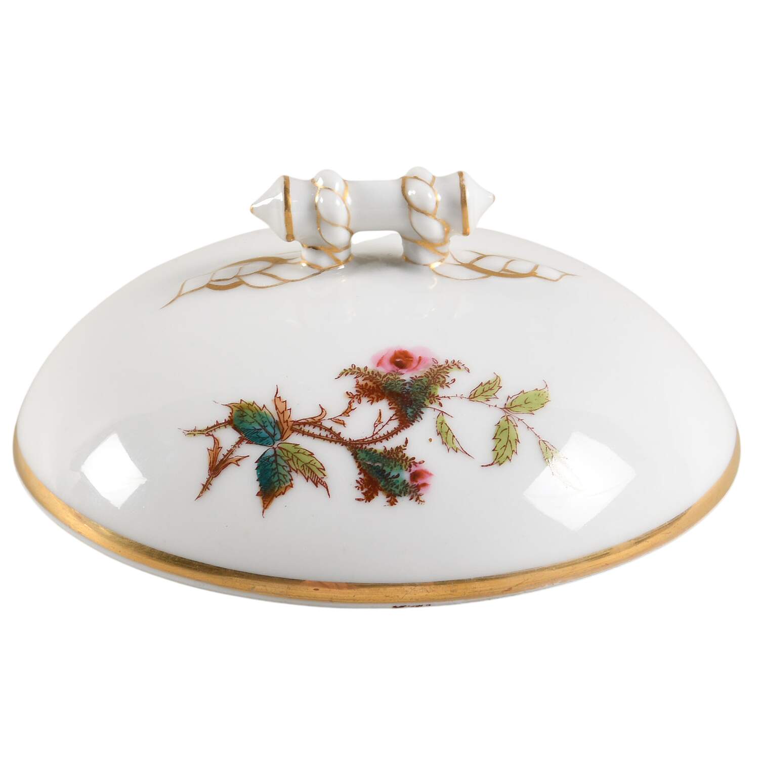 Moss Rose (Thick Gold Trim) Lid for Round Butter by Haviland-1
