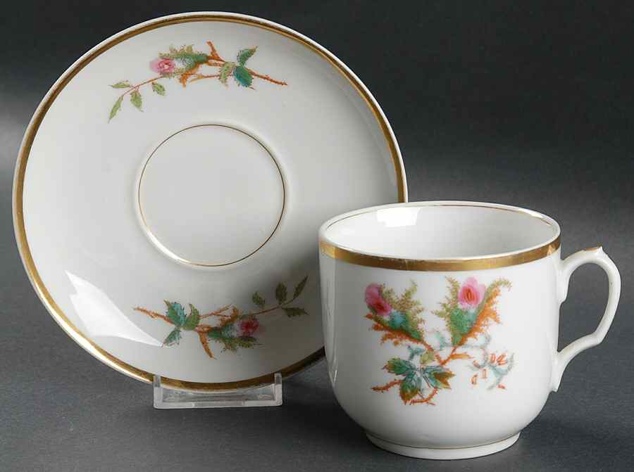 Moss Rose (Thick Gold Trim) Oversized Cup & Saucer Set by Haviland-1