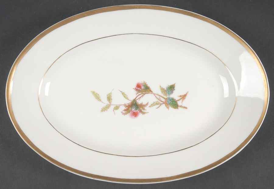 Moss Rose (Thick Gold Trim) 11" Oval Serving Platter by Haviland-1